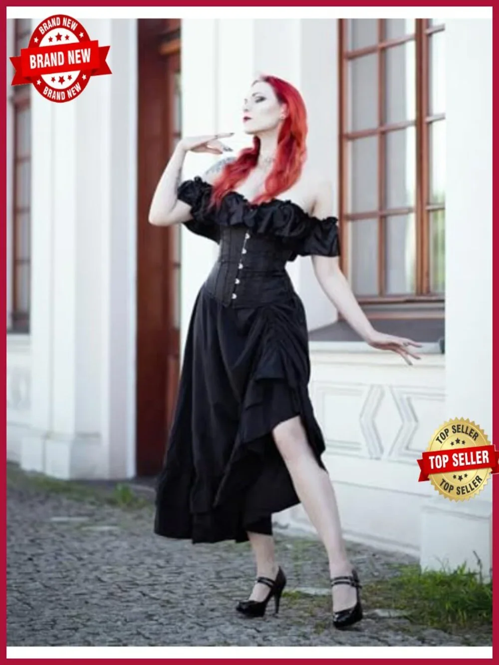 Maxi Skirt for Women Renaissance Long Flowy Layered Medieval Skirt